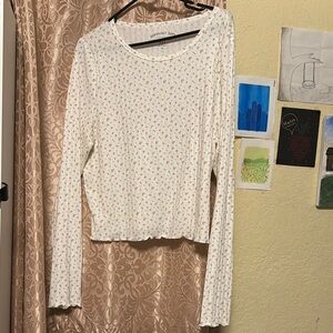 Urban Outfitters Cream Crop Fitted Blouse